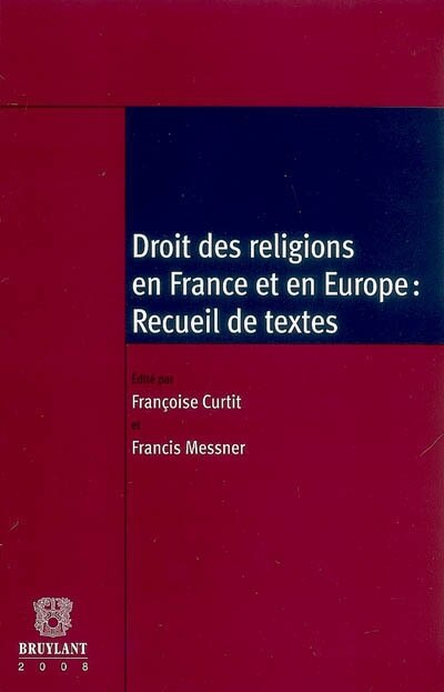Couverture_Droit des religions en France et en Europe : recueil de textes