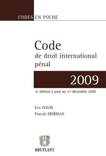 Front cover_Code de droit international pénal 2009