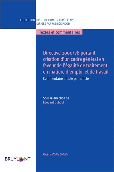 Couverture_Directive 2000-78 portant création d'un cadre général en faveur de l'égalité de traitement en matière d'emploi et de travail