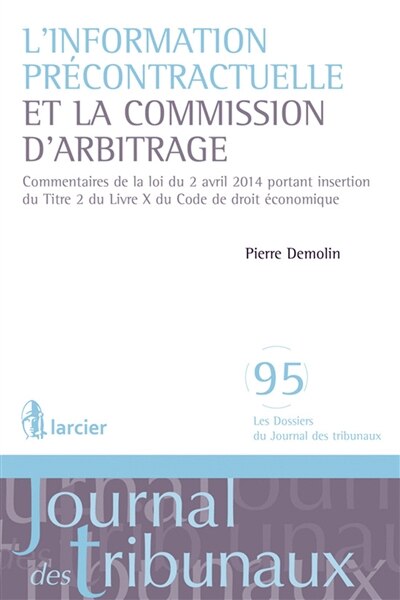Front cover_L' information précontractuelle et la commission d'arbitrage