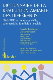 Front cover_Dictionnaire de la résolution amiable des différends