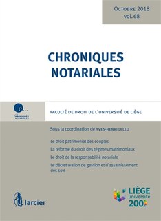 Couverture_Chroniques notariales, Vol. 68