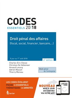 Couverture_Droit pénal des affaires (fiscal, social, financier, bancaire,...) 2018