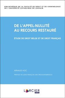 Front cover_De l'appel-nullité au recours restauré : étude de droit belge et de droit français