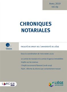 Couverture_Chroniques notariales, Vol. 69
