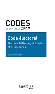 Front cover_Code électoral 2019 : élections fédérales, régionales et européennes