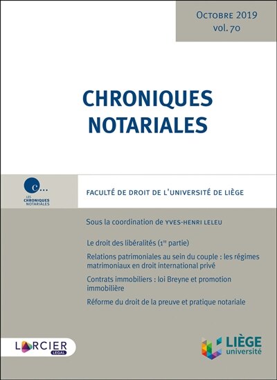 Couverture_Chroniques notariales, Vol. 70