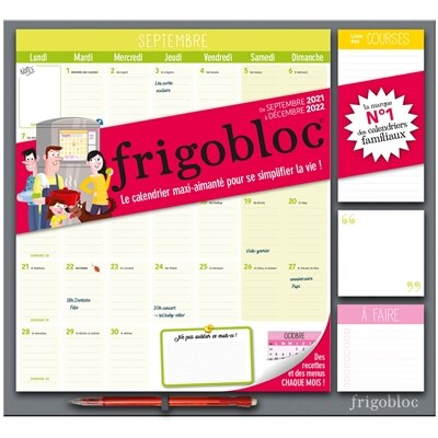 Front cover_Frigobloc mensuel : de septembre 2021 à décembre 2022 : le calendrier maxi-aimanté pour se simplifier la vie !