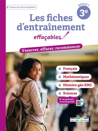 Couverture_Les fiches d'entraînement effaçables, 3e, brevet