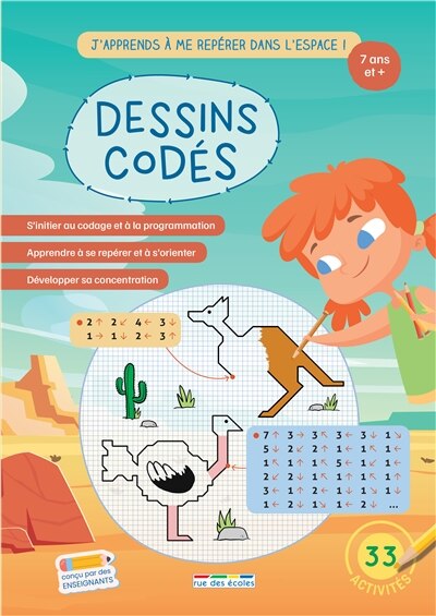 Couverture_Dessins codés : j'apprends à me repérer dans l'espace ! : 7 ans et +