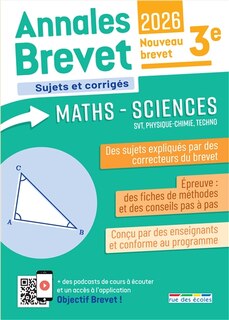 Front cover_Annales brevet maths-sciences, SVT, physique chimie, techno 3e