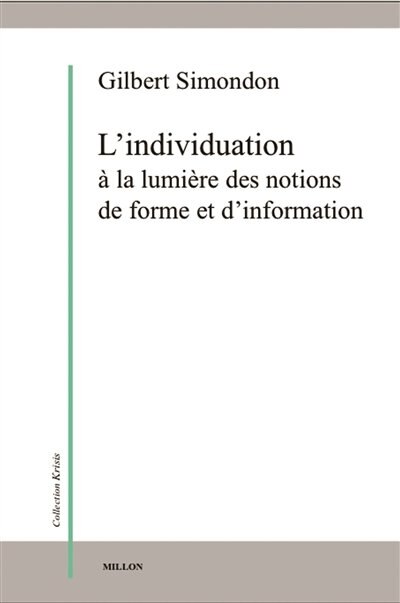 Front cover_L'individuation à la lumière des notions de forme et d'information