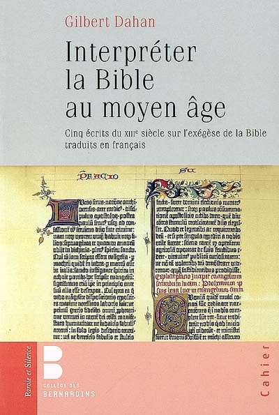 Front cover_Interpréter la Bible au Moyen Age : cinq écrits du XIIIe siècle sur l'exégèse de la Bible traduits en français