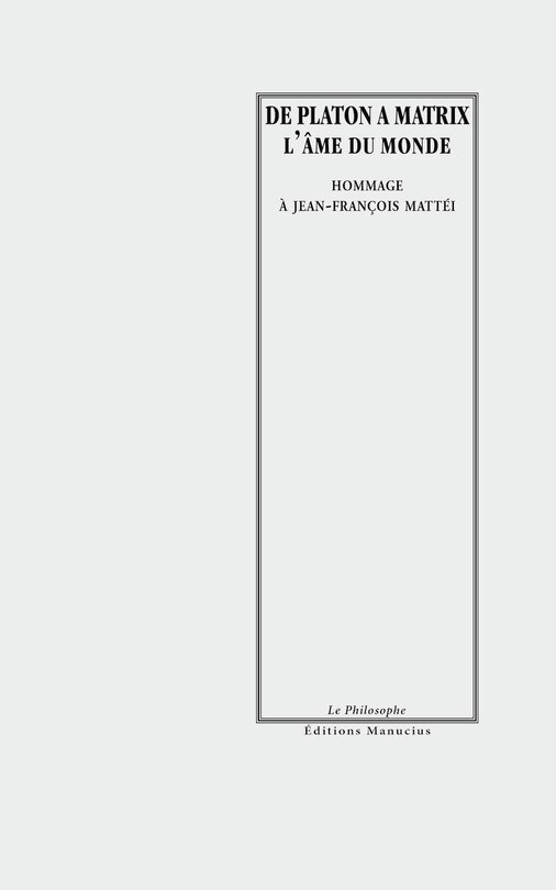 Front cover_De Platon à Matrix