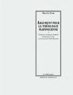 Front cover_Argument pour la théologie platonicienne