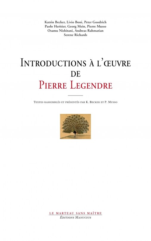 Couverture_Introductions à l'oeuvre de Pierre Legendre