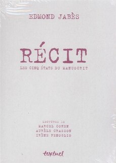 Couverture_Récit : les cinq états du manuscrit