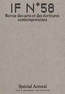 Couverture_Revue IF, n°58. Spécial Actoral