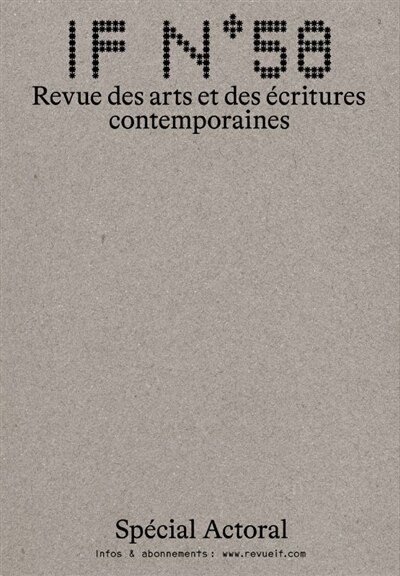 Couverture_Revue IF, n°58. Spécial Actoral