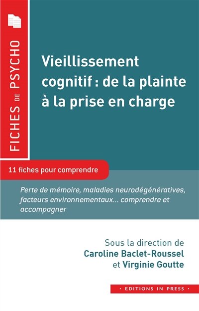 Front cover_Vieillissement cognitif, de la plainte à la prise en charge