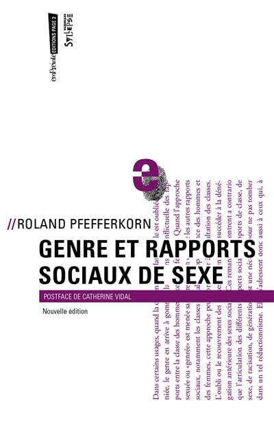 Front cover_Genre et rapports sociaux de sexe