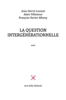 Front cover_La question intergénérationelle