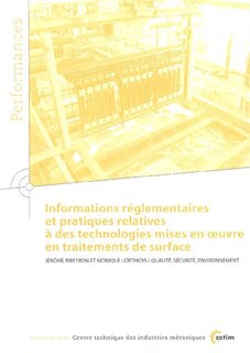 Couverture_Informations réglementaires et pratiques relatives à des technologies mises en oeuvre en traitements de surface