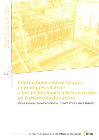 Couverture_Informations réglementaires et pratiques relatives à des technologies mises en oeuvre en traitements de surface