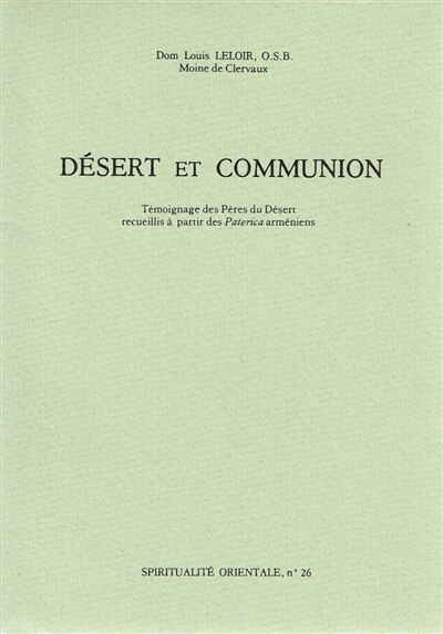 Front cover_Désert et communion : témoignage des Pères du désert recueillis à partir des Paterica arméniens