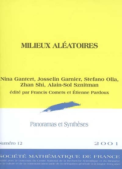 Couverture_Panoramas et synthèses, n°12. Milieux aléatoires