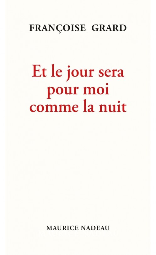 Front cover_Et le jour sera pour moi comme la nuit
