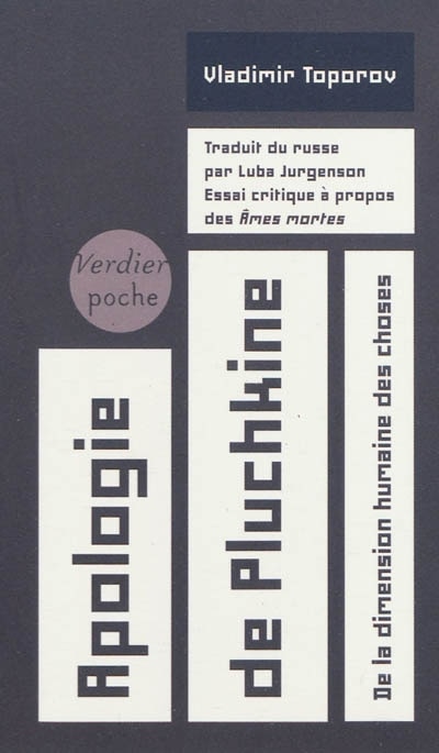 Front cover_Apologie de Pluchkine : de la dimension humaine des choses