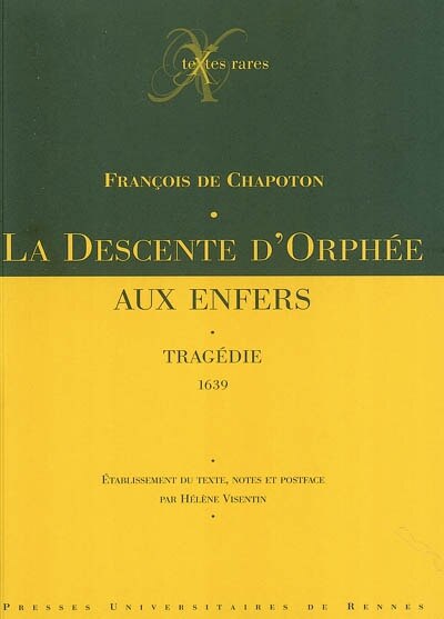 Front cover_La descente d'Orphée aux enfers