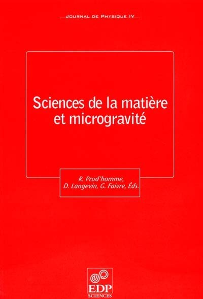 Front cover_Journal de physique 4, n°86. Sciences de la matière et microgravité : Paris, France, 14-15 mai 2001