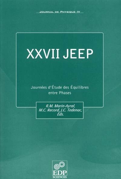 Front cover_Journal de physique 4, n°90. XXVII JEEP : Montpellier, France, 22-23 mars 2001 : proceedings