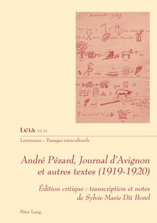 Front cover_André Pézard, Journal d'Avignon et autres textes (1919-1920)
