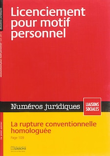 Front cover_Liaisons sociales. Numéros juridiques. Licenciement pour motif personnel