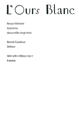 Front cover_Ours blanc (L'), n°40. Dehors