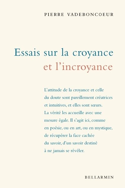 Front cover_Essais sur la croyance et l’incroyance