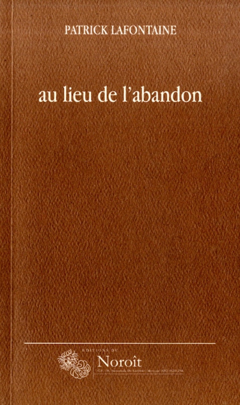 Front cover_Le lieu de l'abandon