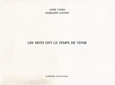 Front cover_Les Mots ont le temps de venir