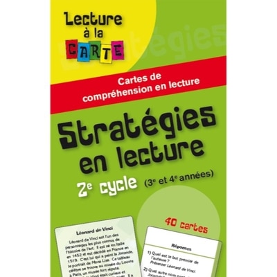 Stratégies en lecture, 2e cycle (3e et 4e années): cartes de compréhension en lecture