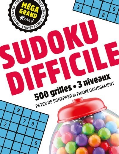 Front cover_Méga grand - Sudoku difficile : 500 grilles, 3 niveaux