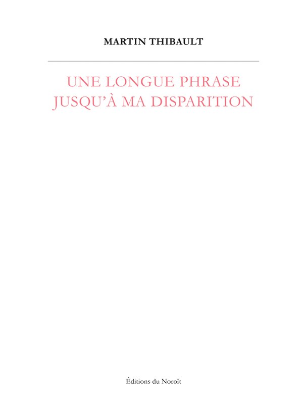 Front cover_Une longue phrase jusqu'à ma disparition