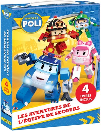 COFFRET ROBOCAR POLI: LES AVENTURES DE L'ÉQUIPE DE SECOURS: Un coffret-poignée avec 4 livres !