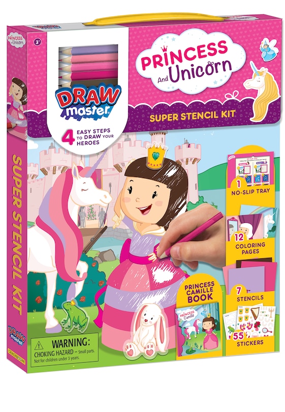 Front cover_Drawmaster Princess And Unicorn: Super Stencil Kit
