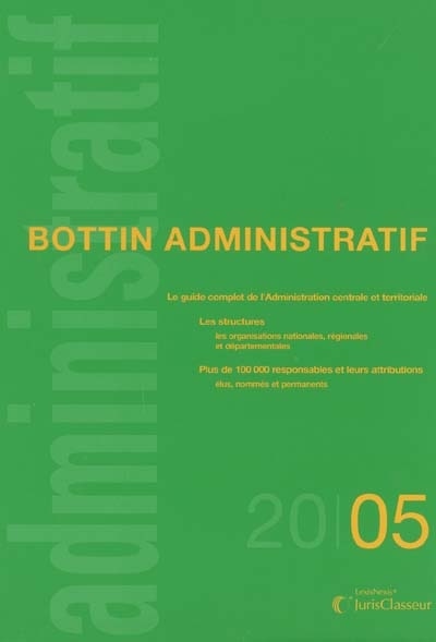 Front cover_Bottin administratif 2005