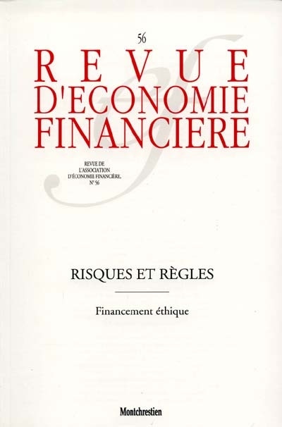Front cover_Revue d'économie financière, n°56. Risques et règles : financement éthique