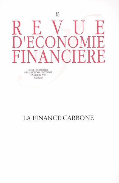 Front cover_Revue d'économie financière, n°83. La finance carbone