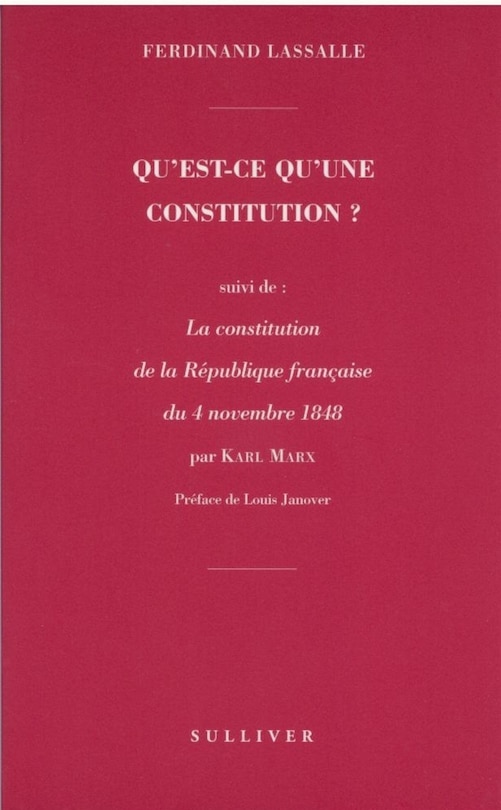 Couverture_Qu'est-ce qu'une Constitution ? ; La Constitution de la République française adoptée le 4 novembre 1848